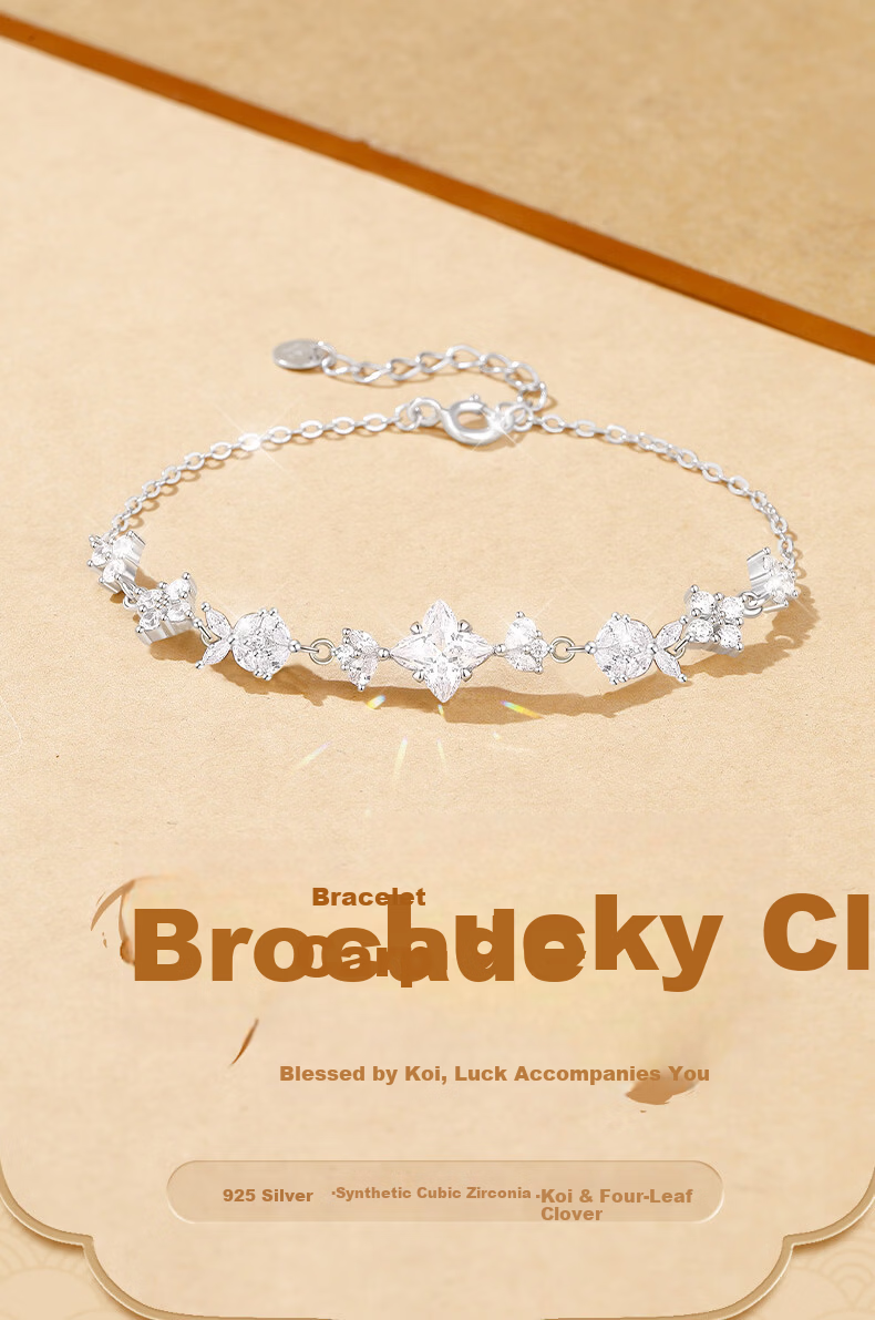 Lao Feng Xiang Four-Leaf Clover Bracelet for Women 2026 New Silver Koi Jewelry Birthday Anniversary Gift for Girlfriend Wife 1