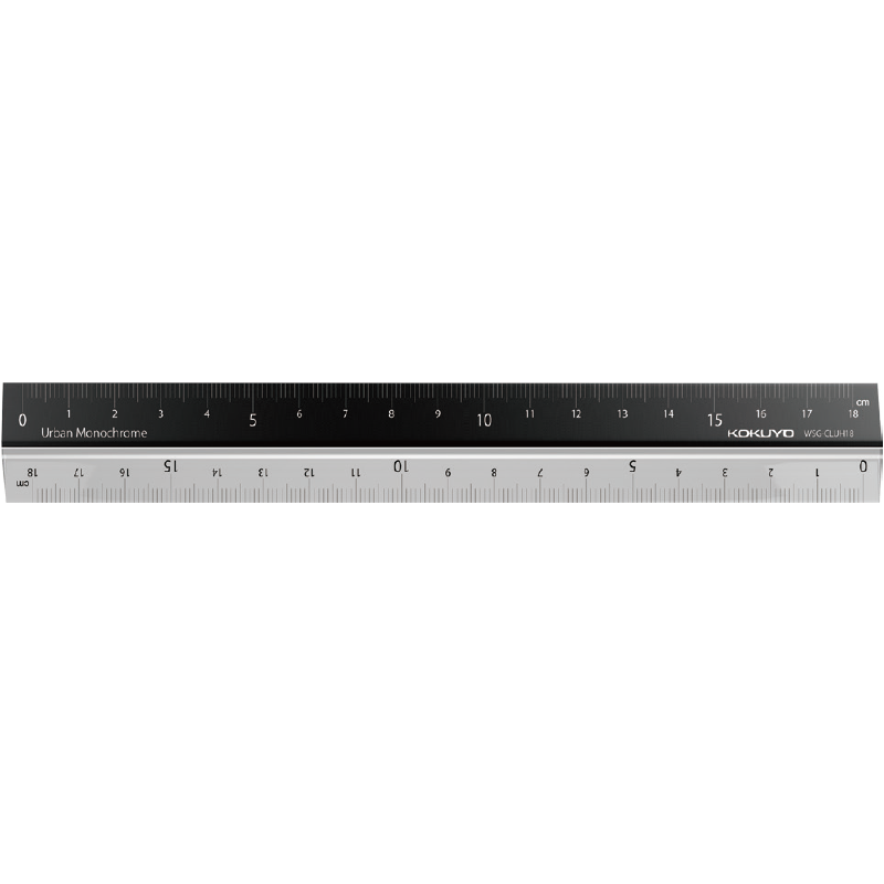 KOKUYO Urban Impression Student College Entrance Exam PC Aluminum Straight Ruler (18cm), 190×24×3.5mm, Black, 1 Piece, WSG-CLUH18D