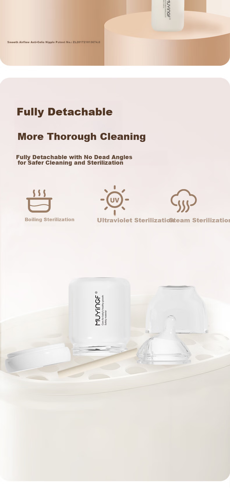 Mother and Baby Glass Baby Bottle 0-6 Months Eccentric Nipple Newborn Infant Anti-Colic Anti-Choke Feeding Gift Box 160ml 8
