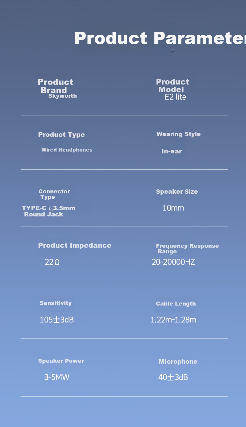 Skyworth E2 Lite Wired In-Ear Gaming Earphones with Mic, High-Fidelity Sound, 2026 New Model, Compatible with Phones and Tablets 9