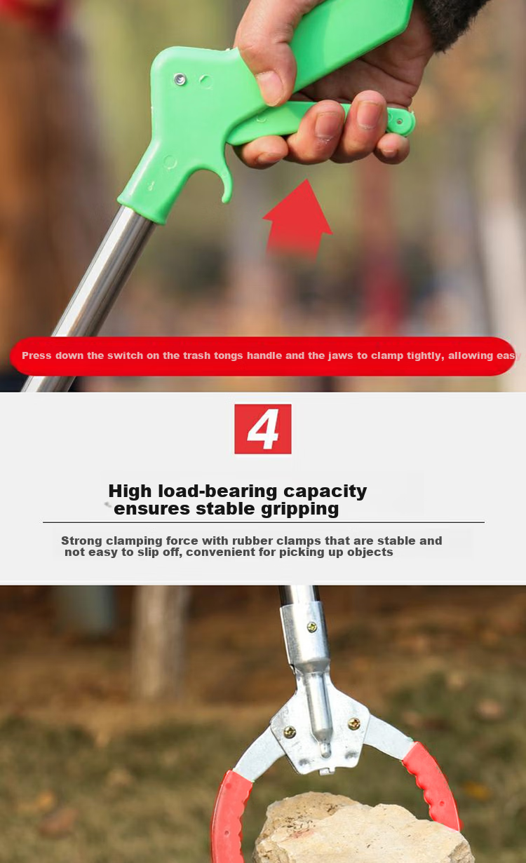 Bingyou Garbage Grabber Long Handle Sanitation Picker Trash Tongs Litter Picker Fire Tongs Cleaning Tool Hygiene Clamp 3