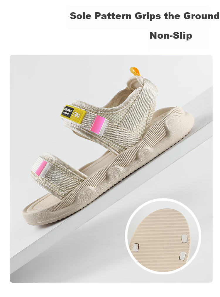 FOOTOPPO Magic Tape Roman Sandals Women Outdoor Flat Summer Comfortable Soft Sole Sports Casual Slippers 4