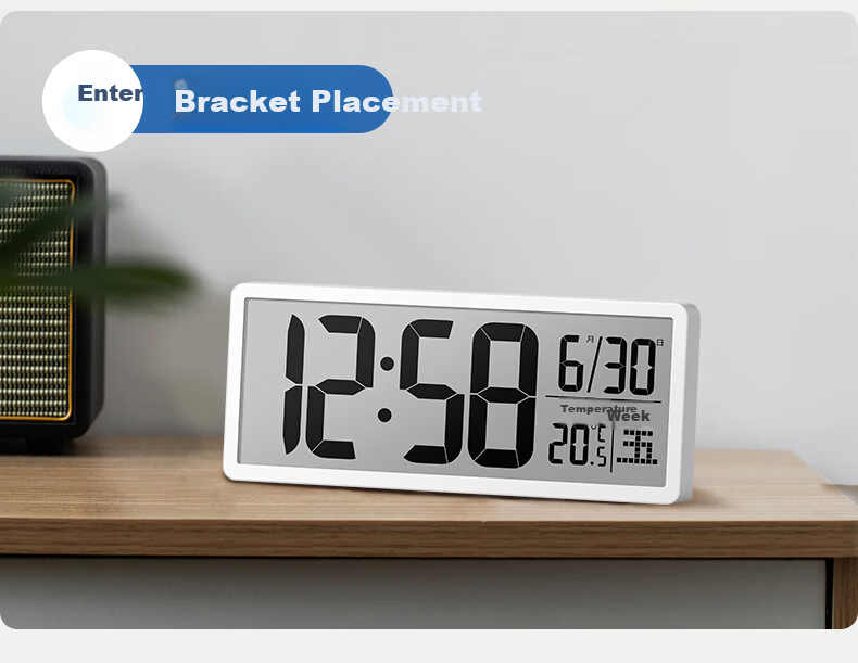 Mazhi Digital Wall Clock Electronic Desk Clock Living Room Table Clock Wall-Mounted Clock Perpetual Calendar Table Clock Creative Alarm Clock White 10