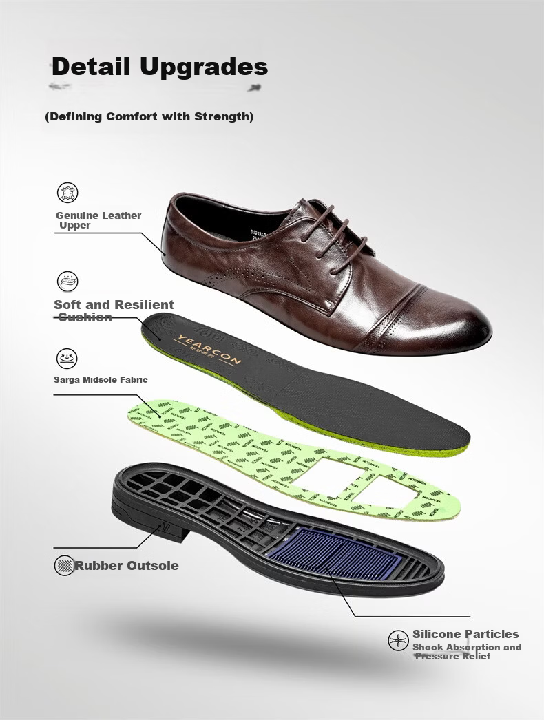 Eierkang Men's Spring and Autumn Genuine Leather Business Formal Shoes Soft Sole Comfortable Commuting Wedding Shoes 61305W Black Size 40 3
