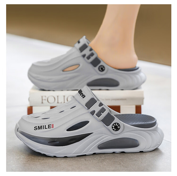 CARTELO Men's Sandals 2026 New Soft Sole Beach Slippers Dual-Use Thick Sole Hole Shoes Mint Green Size 40-41 14