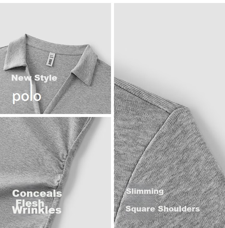 Semir Women's Summer Short Pleated Slim Fit Polo Shirt 2026 Cool Shoulder Top 109326115007 5