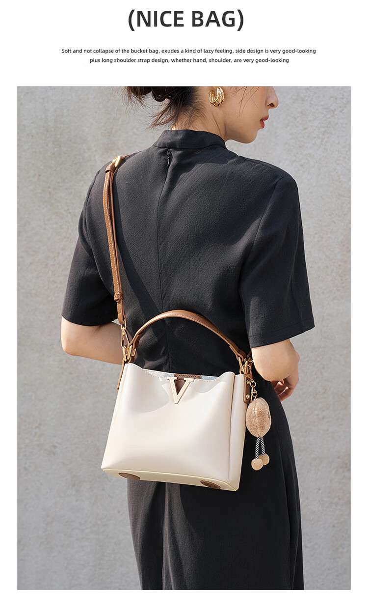 Aokang Women's Trendy Cowhide Handheld Bucket Bag Luxury Crossbody Shoulder Bag Birthday Mother's Day Gift for Mom and Wife 3