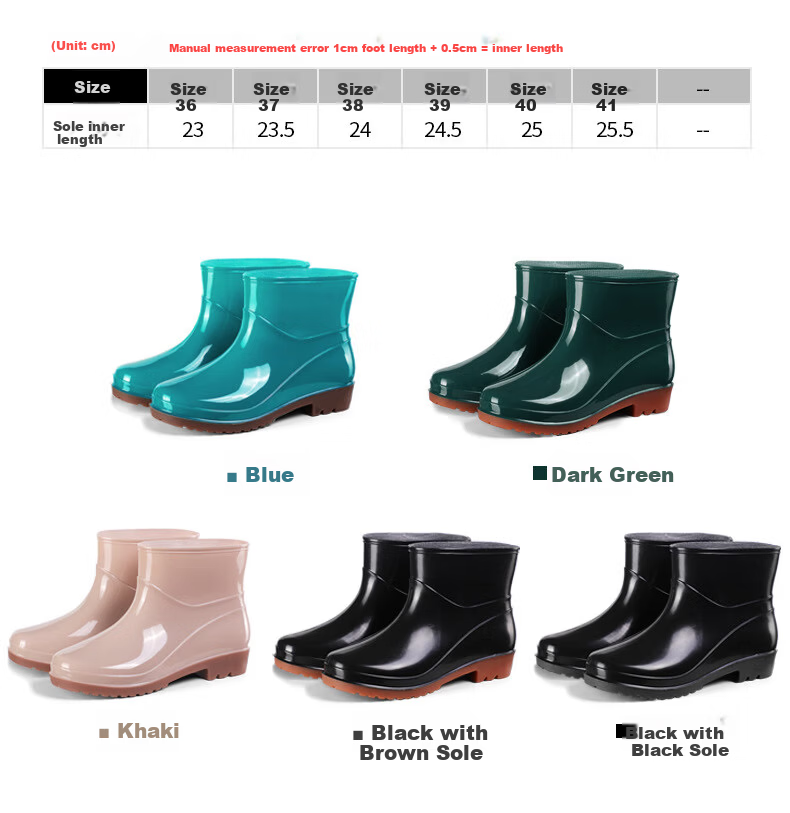 Sichen Colorful Women's High Tube Waterproof Non-Slip Rain Boots Kitchen Rain Shoes Lightweight Work Rubber Shoes Khaki Size 39 11