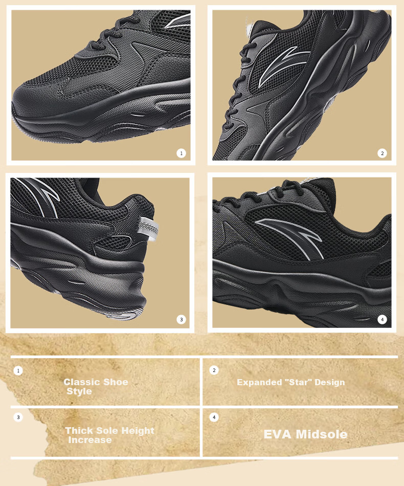 Anta Bread Star Casual Shoes Men Summer New Breathable Mesh Soft Sole Lightweight Commuting Running Sports Sneakers 3