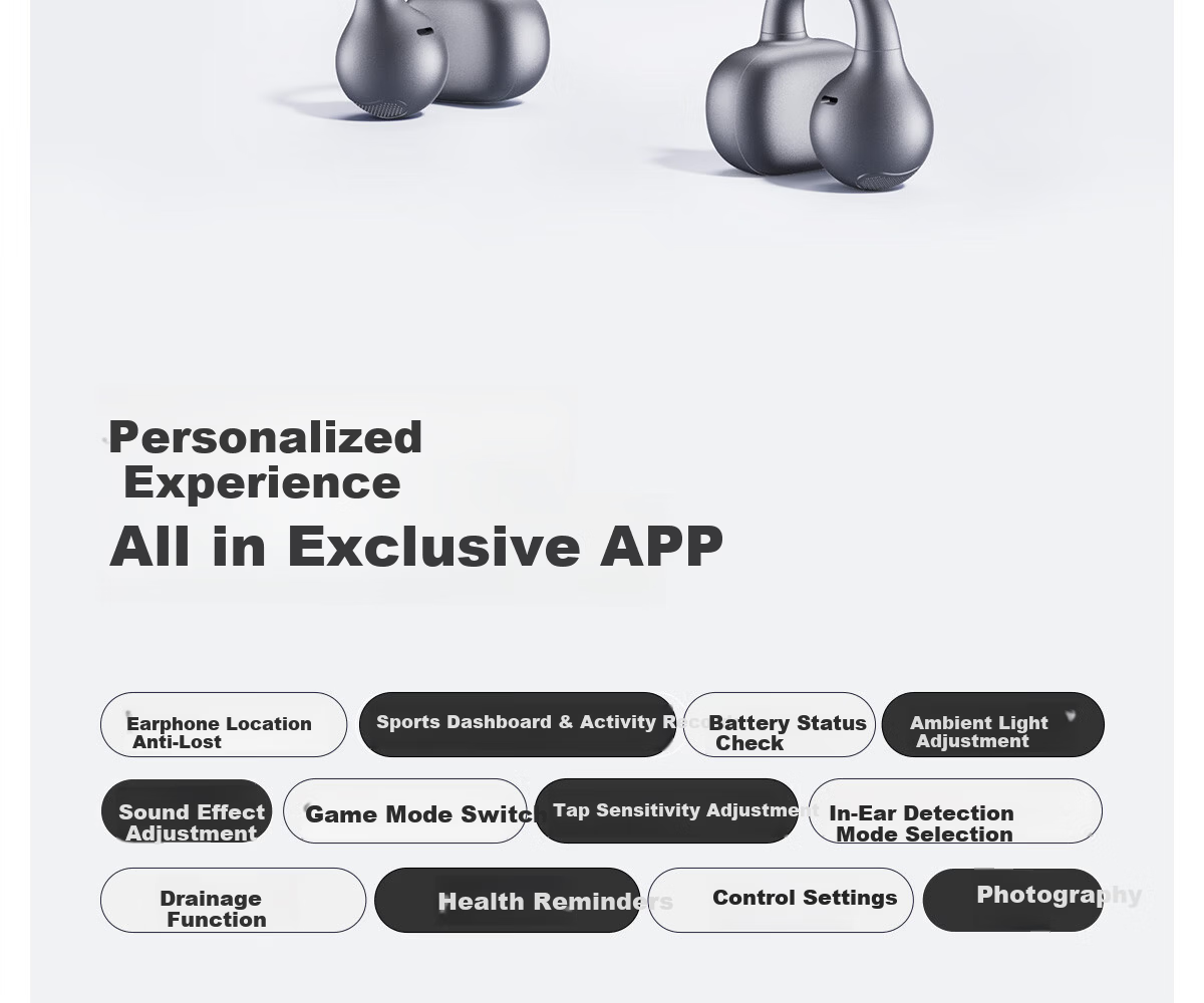 Edifier Halo Clip Clip-On Trendy Bluetooth Earphones Cyber Abyss Lighting Bluetooth 6.1 35H Long Battery Life Compatible with Apple Huawei Xiaomi Phantom Silver 44