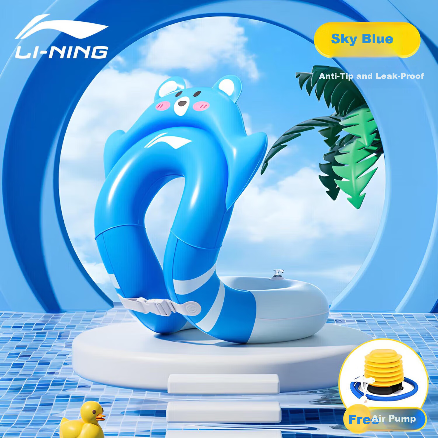 Li-Ning Kids Swimming Ring for Boys and Girls, Age 3+, Thickened Underarm Life Buoy, Baby Swim Gear