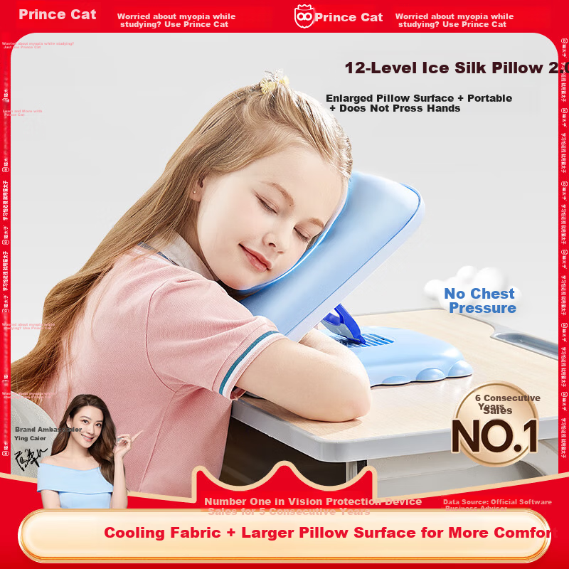 Cat Prince Nap Pillow for Elementary Students Kids Desk Sleeping Pillow Classroom Napping Cushion Hug Pillow