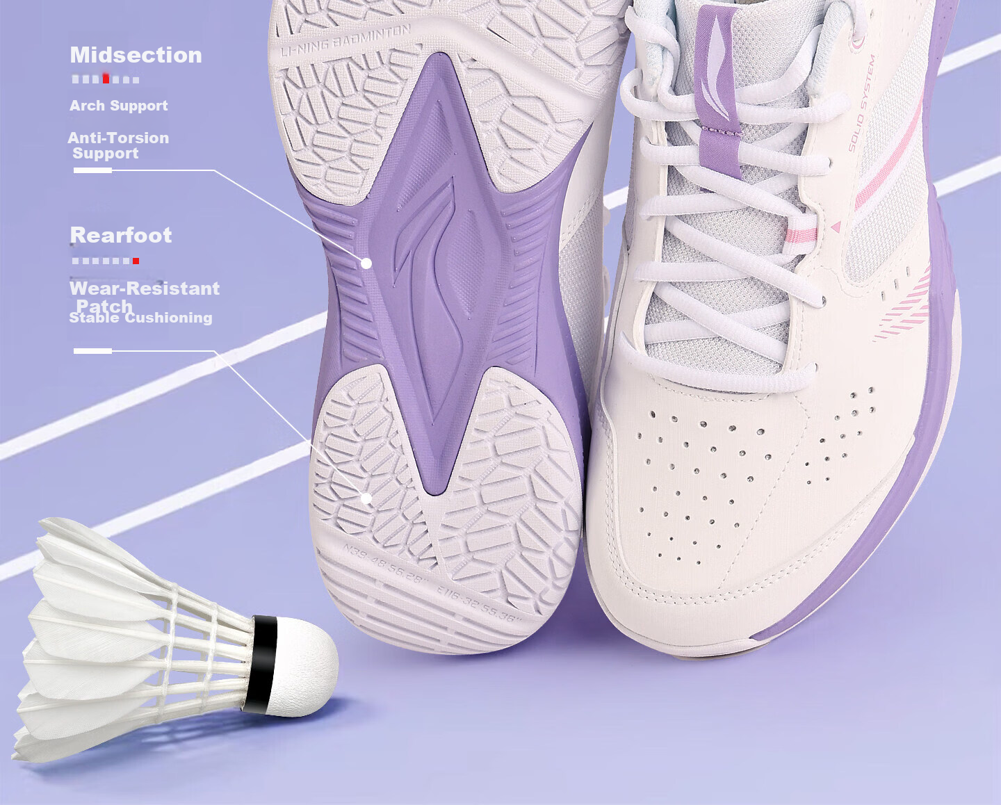 LI-NING Thunder 2 LITE Badminton Shoes Unisex Competition Training Non-Slip Wear-Resistant Shock Absorption Sports Shoes Size 44 15
