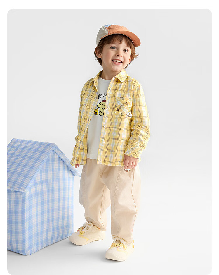 Balabala Kids Long Sleeve Shirt Boys and Girls 2026 Spring Autumn Plaid Top [Mall Same Style] 18
