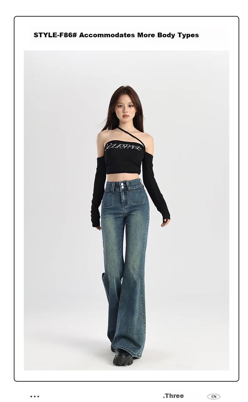 Pierre Cardin Jeans for Women, Summer Casual Slimming Heightening Versatile Fashion High-Waisted Wide-Leg Pants, Vintage Blue, Size L 41
