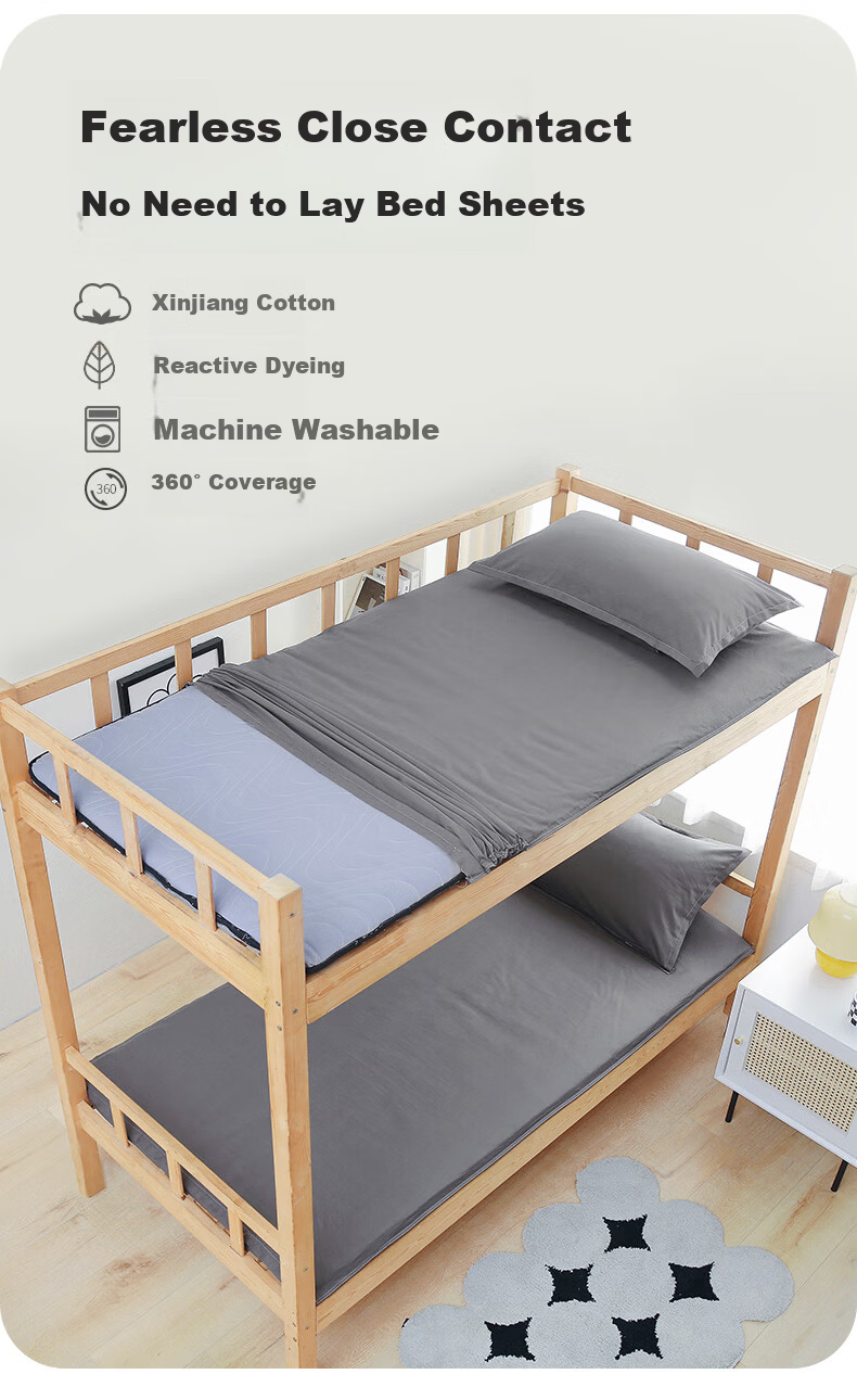 Yunjin Dormitory Mattress Protector Pure Cotton Fitted Sheet Full Coverage Mattress Cover Student Mattress Pad 90*200cm Premium Gray 3