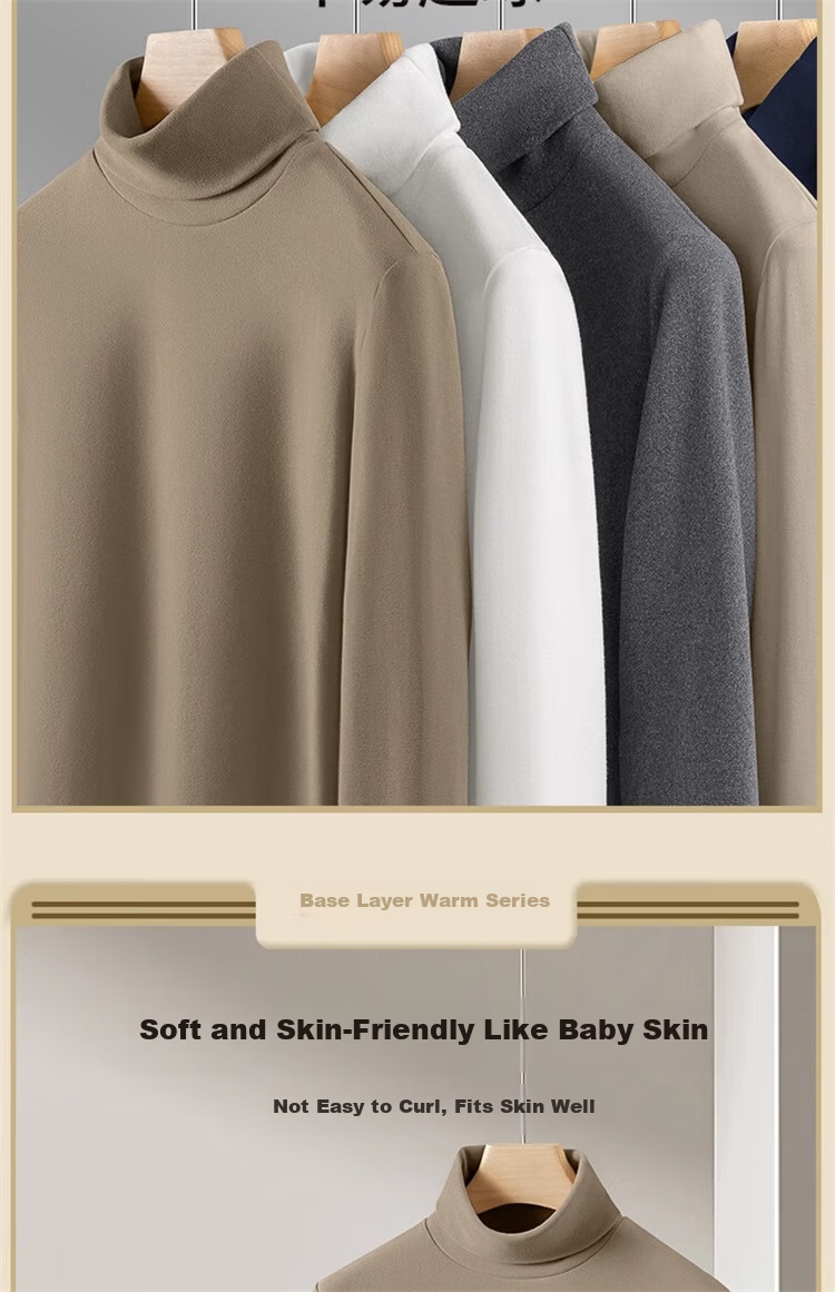 Miiow Men's Thermal Velvet Turtleneck Base Layer Long Sleeve T-Shirt Thickened Warm Top 9