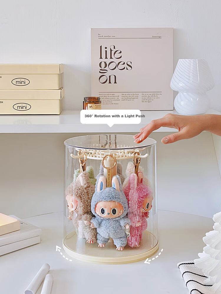 MESHD Labubu Hanging Display Box Rotating Transparent Labubu Plush Doll Figurine Blind Box Storage Display Stand 5