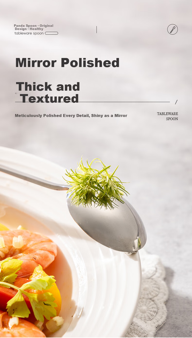 Guangyi 316L Stainless Steel Large Thickened Soup Spoon Serving Spoon Long Handle Rice Spoon 2 Pieces GY1490 12