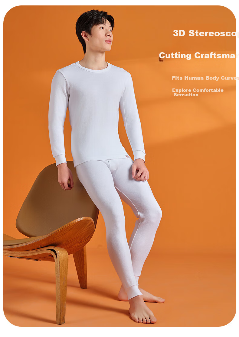 Yiershuang [Class A 100% Pure Cotton] Men's Thermal Underwear Set Antibacterial Youth Autumn Long Johns Full Cotton Sweater 10