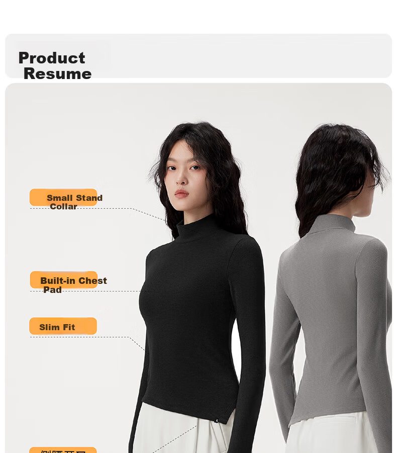Banlian Padded Chest Base Layer Half Turtleneck Thermal Long Sleeve Fleece Winter Top 33