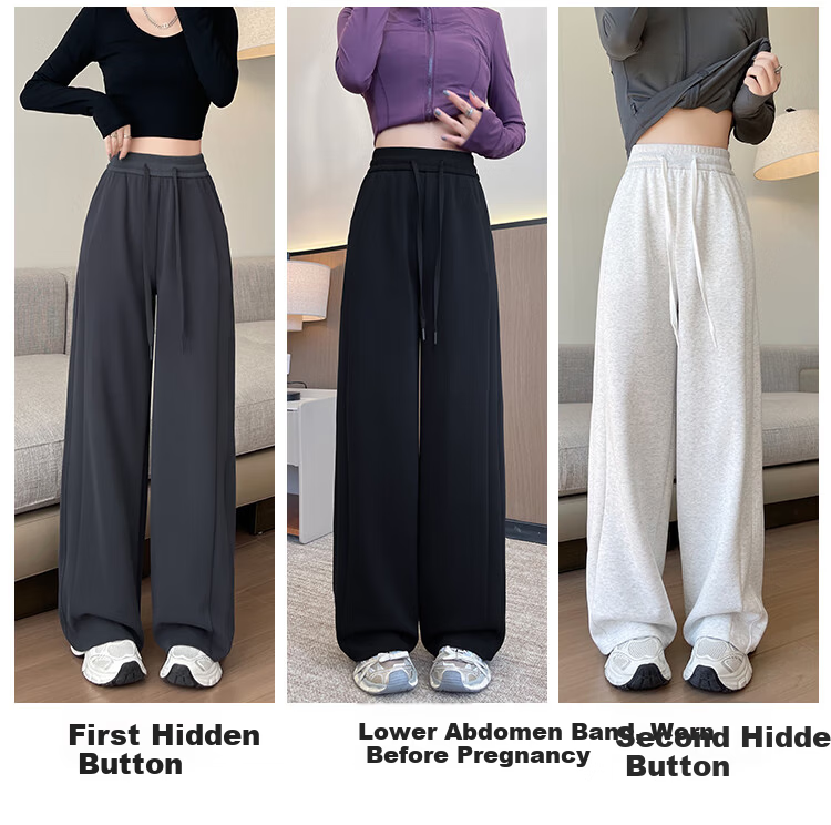 Free Style Wide-Leg Pants for Women Spring New Sports Sweatpants High Waist Slim Loose Draped Straight Casual Trousers 13