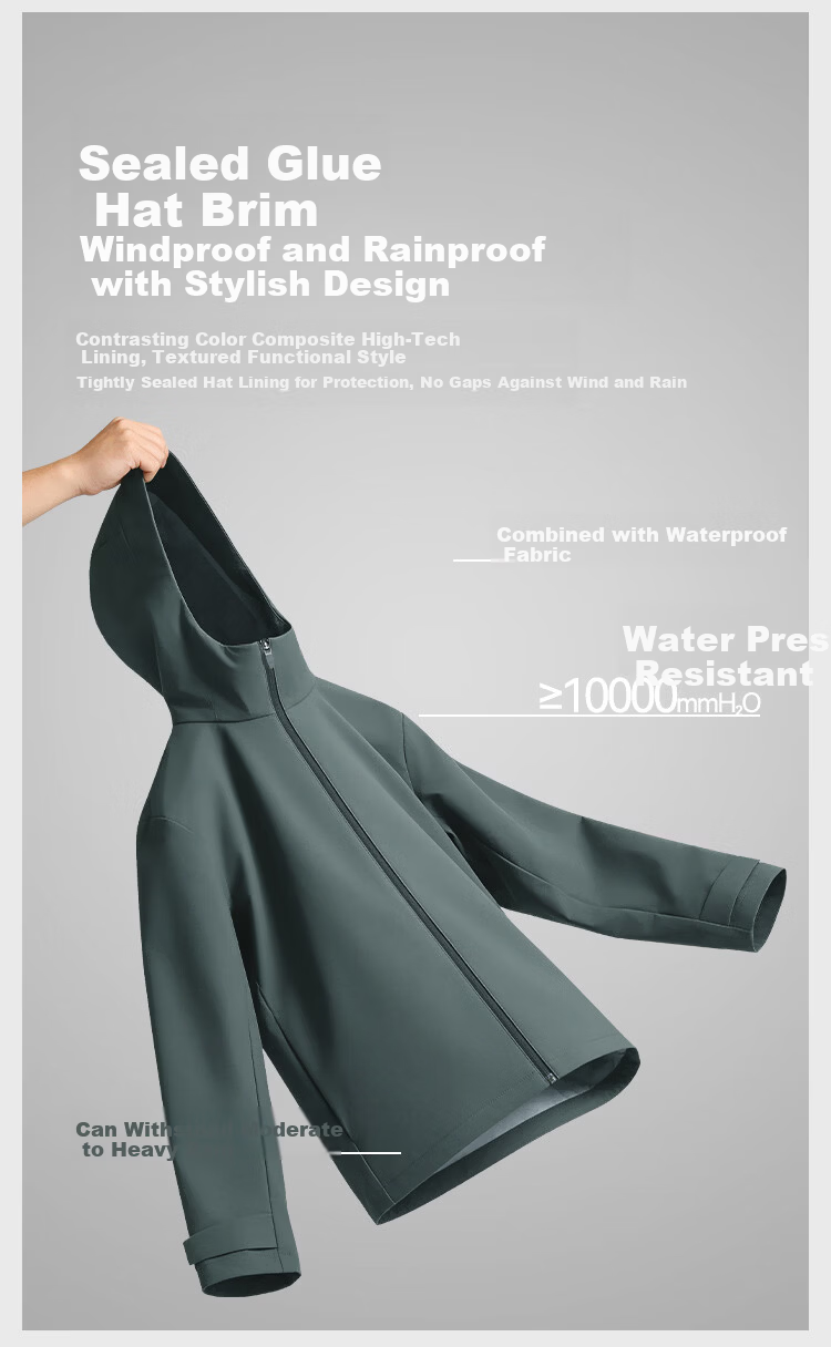 JD Jingzao Waterproof Sealed Men's Jacket High-end Softshell Outerwear Spring New Lightweight Tactical Jacket Black L 6