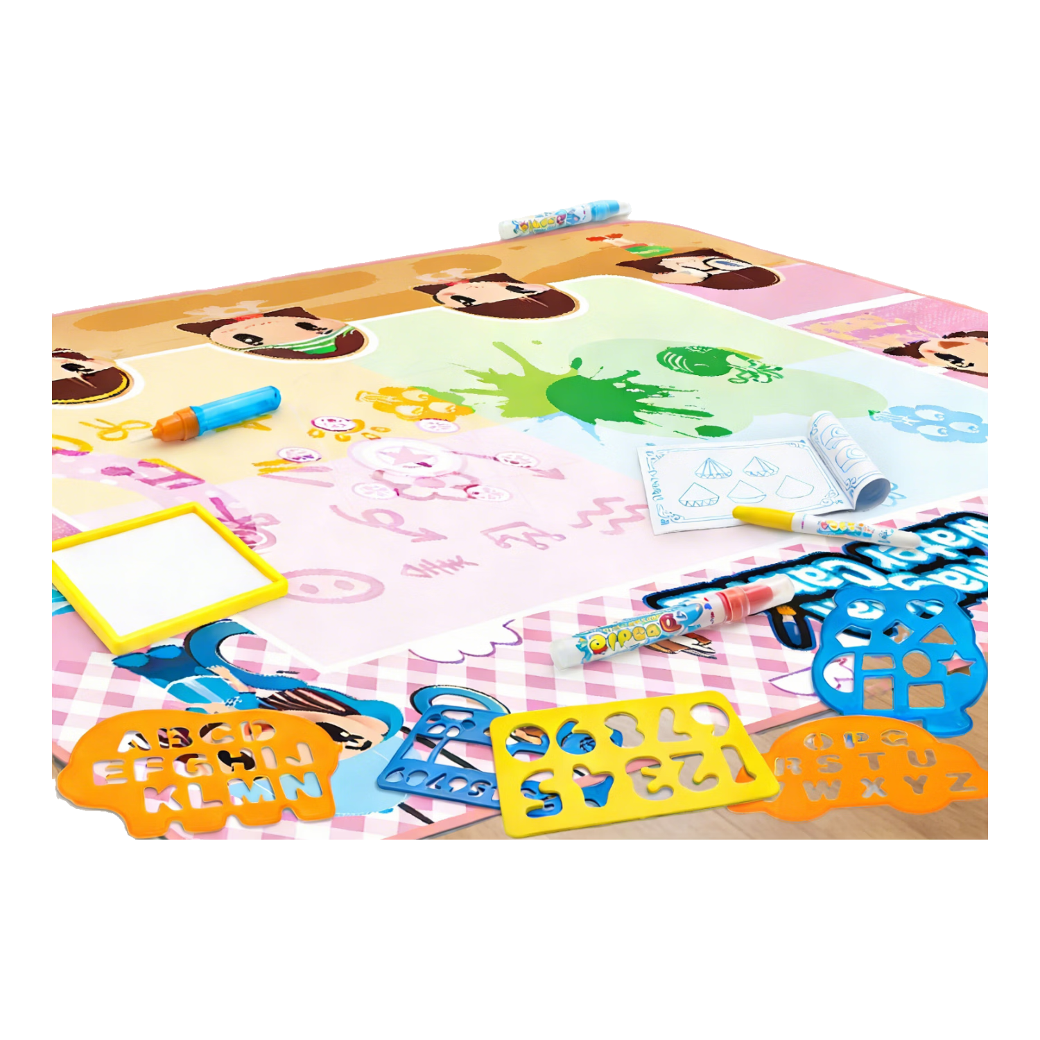 COOKSS Kids Water Drawing Mat Magic Doodle Painting Pad Reusable Water Drawing Blanket Toy for Babies and Children