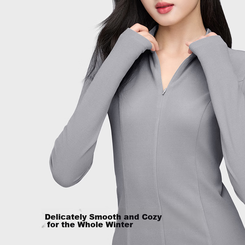 Onoko Half-Zip Base Layer Top Autumn Winter Slim Fit Mock Neck Long Sleeve White T-Shirt 2025 New Arrival