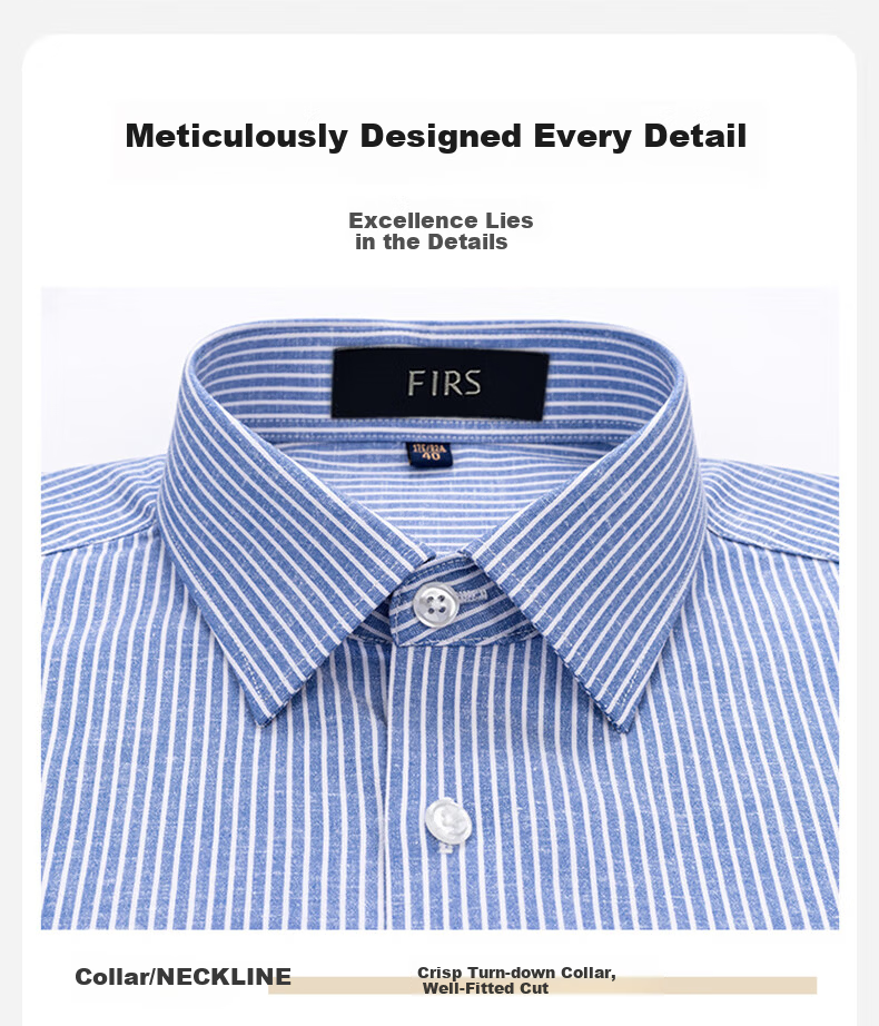 FIRS Men's Long Sleeve Business Casual Striped Shirt with Linen and Lyocell, Gray, Size 40 9