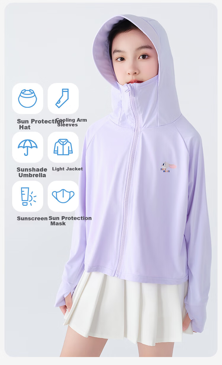 Disney Girls' Summer Sun Protection Jacket Ice Silk Sunproof Hoodie Judy Cooling Breathable PBZPY3103 Blue Size 120 8
