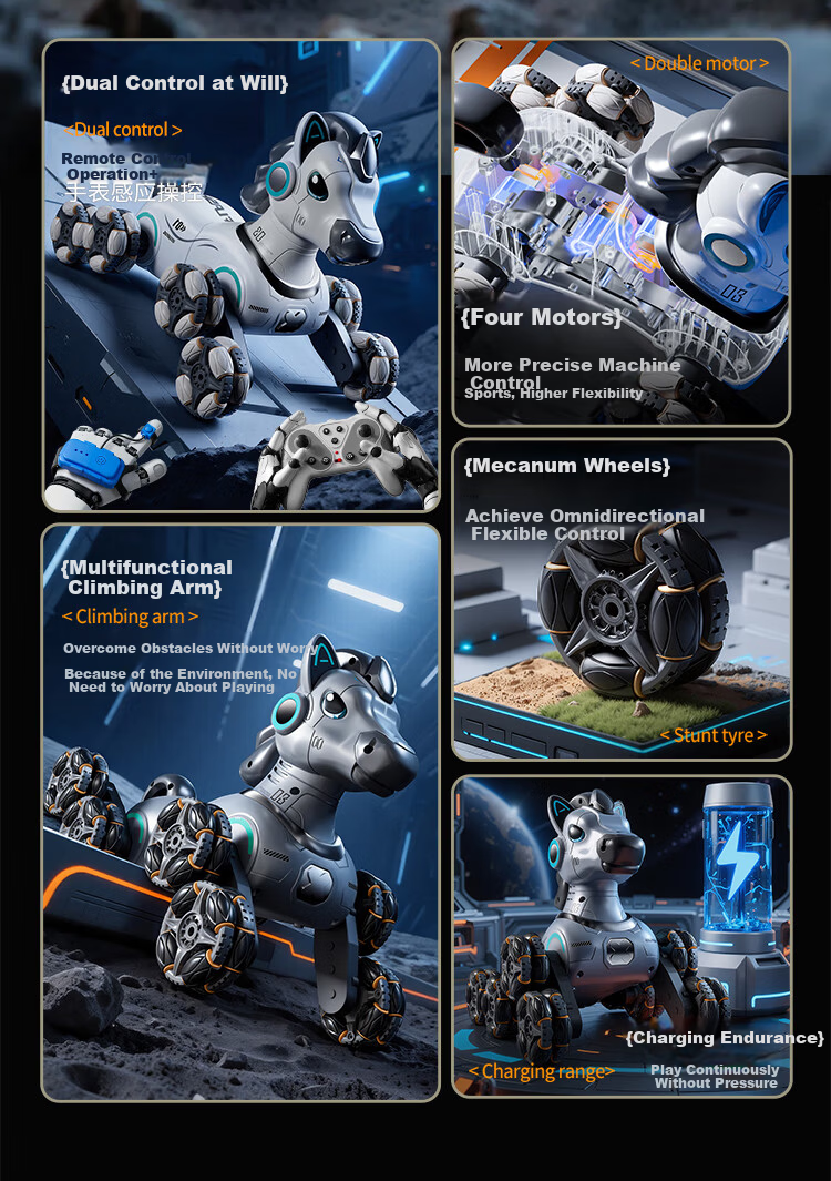 Aojia Kids Toy 3-6 Years Old Boys Birthday Gift Robot Dog RC Remote Control Car Stunt Transform Drift Horse 2