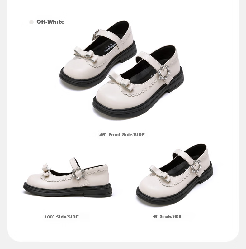 Fulomi Girls Genuine Leather Shoes Spring Autumn Children's Student Soft Sole Performance Dress Shoes Off-White Size 29 6