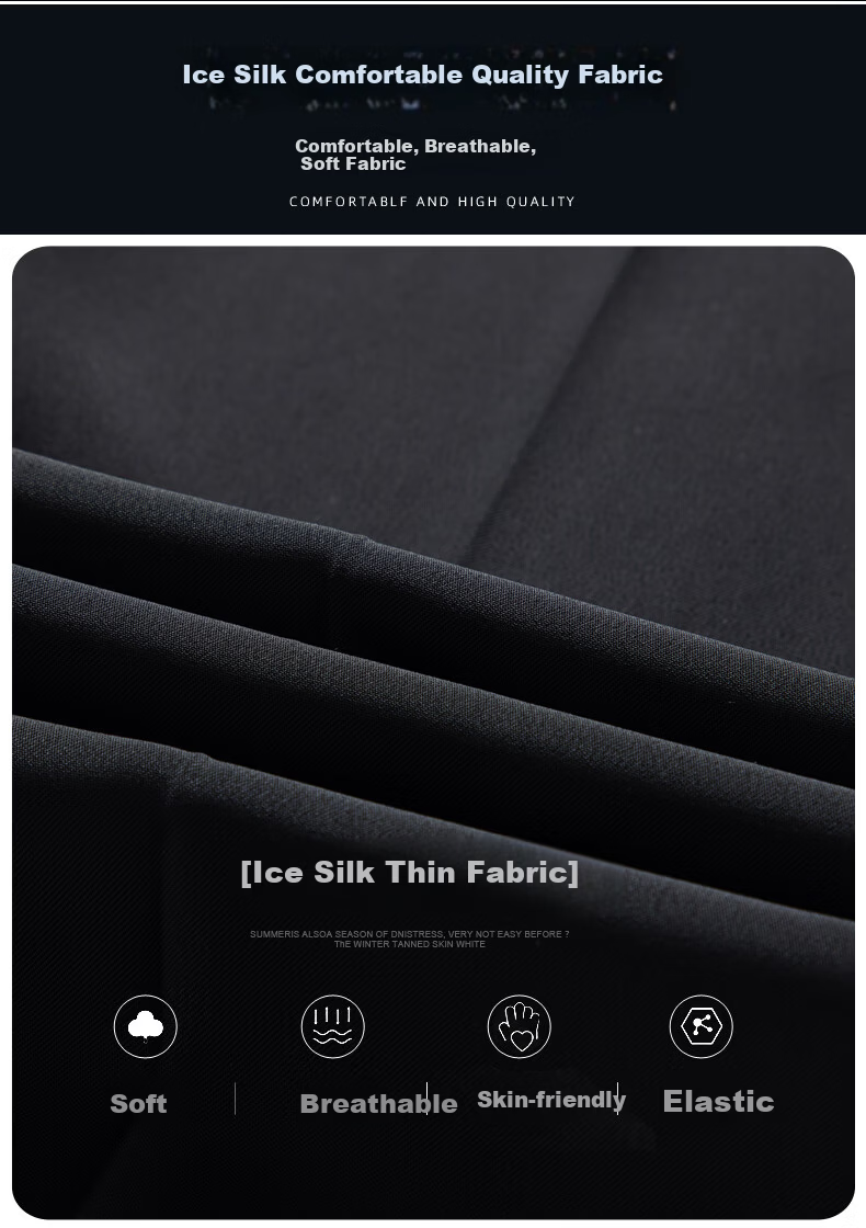 ROMON [Ice Silk Breathable] Men's Casual Pants, Autumn New Style Business Casual, Draping Cool Feeling Thin Long Trousers, Navy Blue, Size 34 3