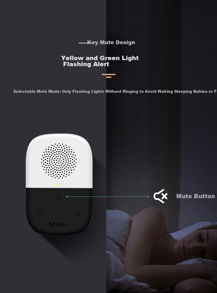 BULL Wireless Battery-Powered Music Doorbell Remote Home Doorbell GWM04B 5