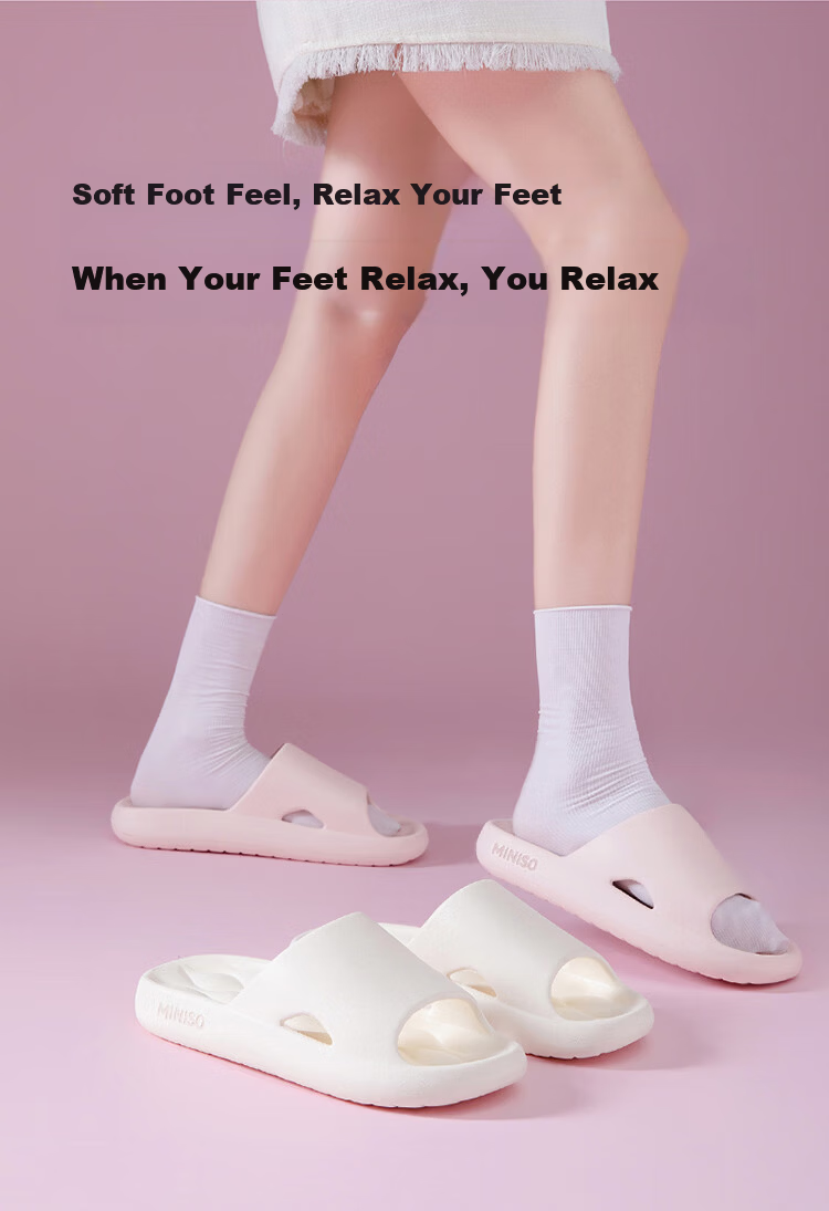 MINISO Women's Summer Slippers 2026 New Indoor Home Bathroom Antibacterial Deodorant Cool Slippers Men's Sky Blue Size 38-39 7
