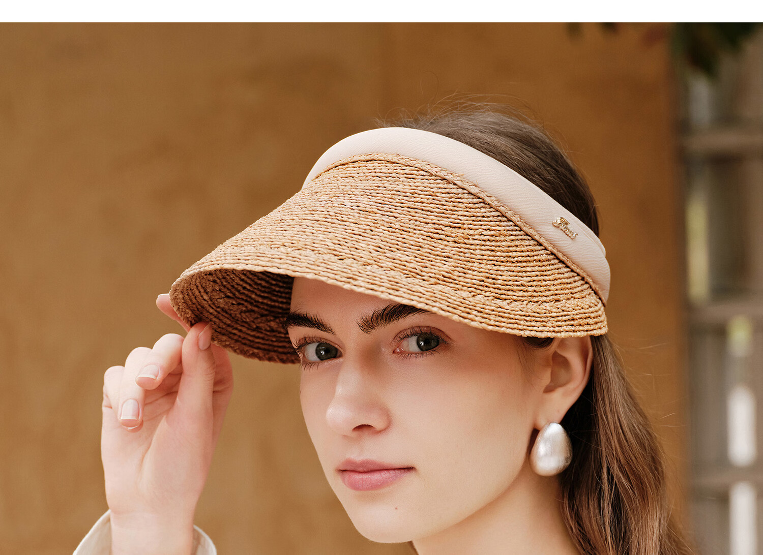 FANCET Women's Summer Open-Top Breathable Hand-Crocheted Raffia Sun Hat Wide Brim UV Protection Sunshade Hat 23
