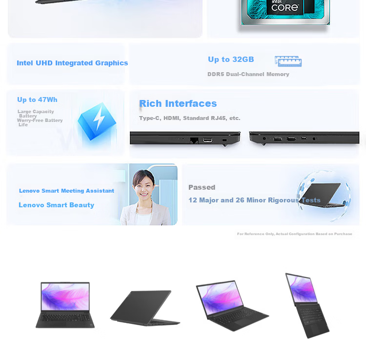 Lenovo Laptop Zhaoyang Yue Pro 14-inch Business Lightweight Notebook Intel Core High-Performance i5 16GB 512GB SSD 180-Degree Hinge 2
