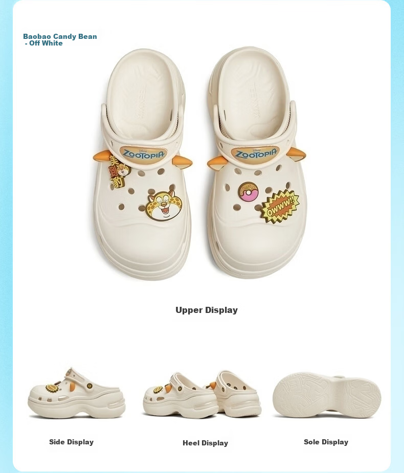 Tianmeiyi Zootopia Collaboration Jelly Bean Clog Women's Thick Sole Height Increasing Open Toe Sandals 22