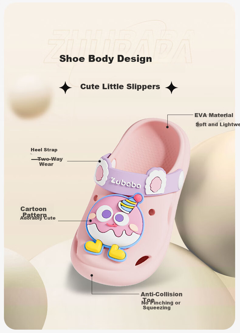 Pig Daddy Kids Summer Clog Shoes Boys Indoor Non-Slip Soft Sole Cartoon Toddler Sandals Khaki Size 18 4