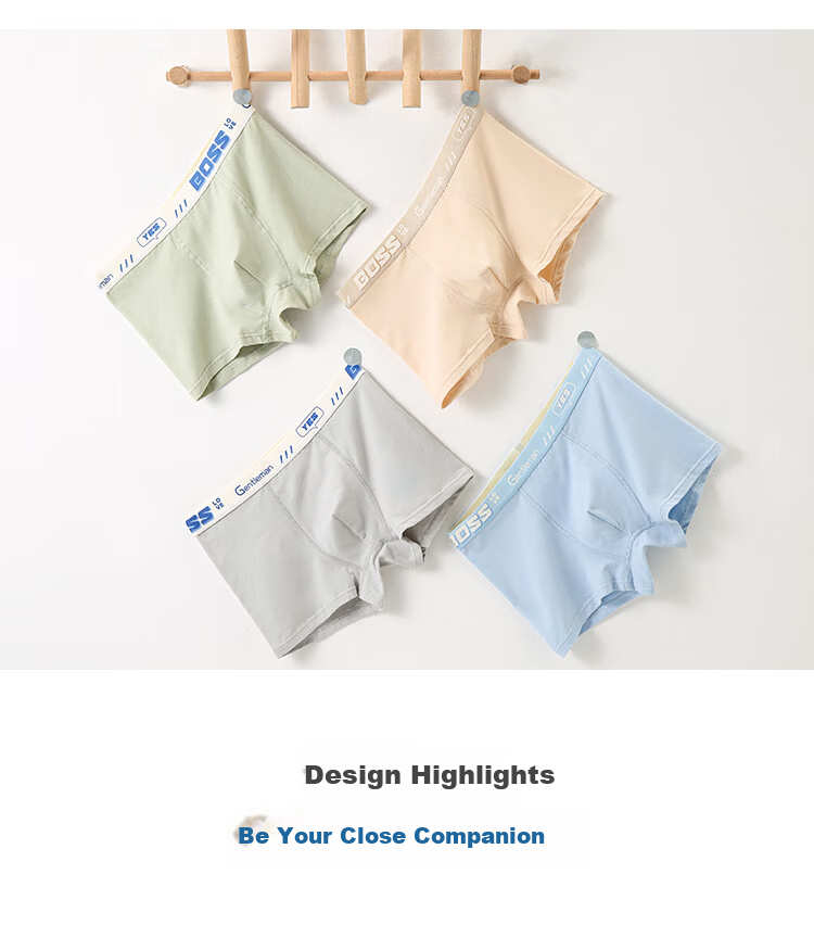 Dingguagua Youth Cotton Antibacterial Boxer Briefs for Boys, Teenagers, Middle School Students, Children's Four-Point Shorts 17