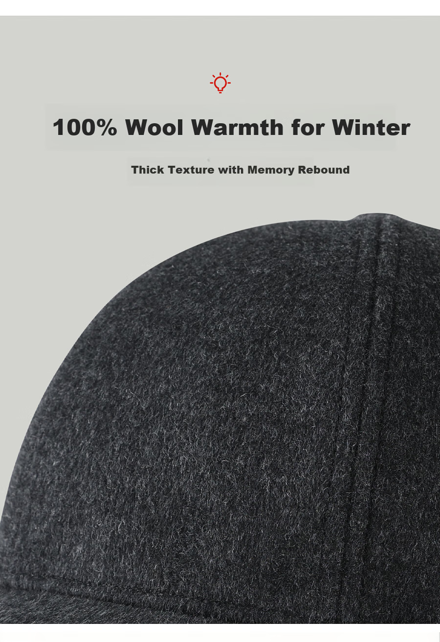 Hengyuanxiang Men's Thickened Warm Wool Flat Cap Autumn Winter Hat Gift Box Set for Dad Grandpa 2