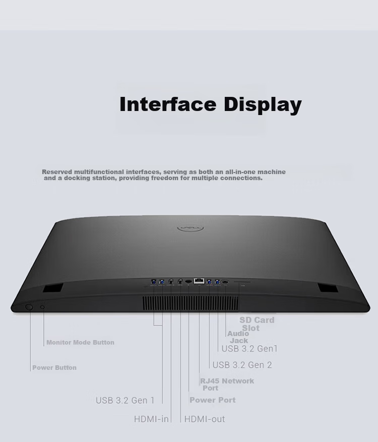 Dell Inspiron New High-End All-in-One Desktop Computer (13th Gen i5, 16GB RAM, 512GB SSD) Black 23.8-inch Screen Business Office Multimedia Learning Machine 20
