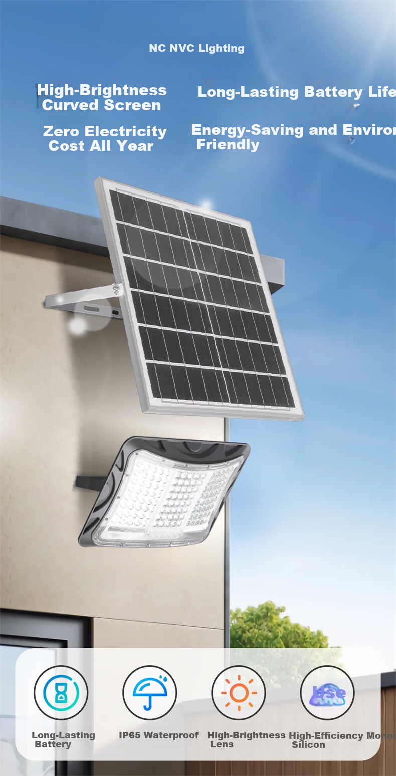 NVC Solar Outdoor Lighting Floodlight Street Light Remote Control Light Sensor High Brightness 1150lm Covers Approximately 55㎡ with Light Control and Remote Control 2