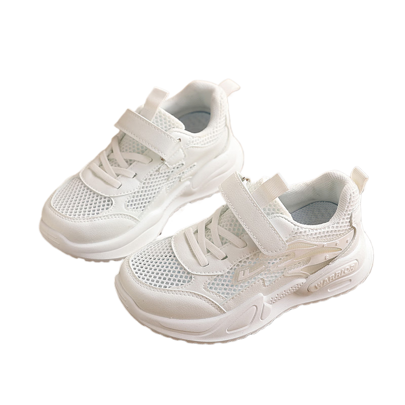 Warrior Kids Mesh White Shoes Summer Children's Running Sports Shoes WZ(CL)-2262 White Size 37