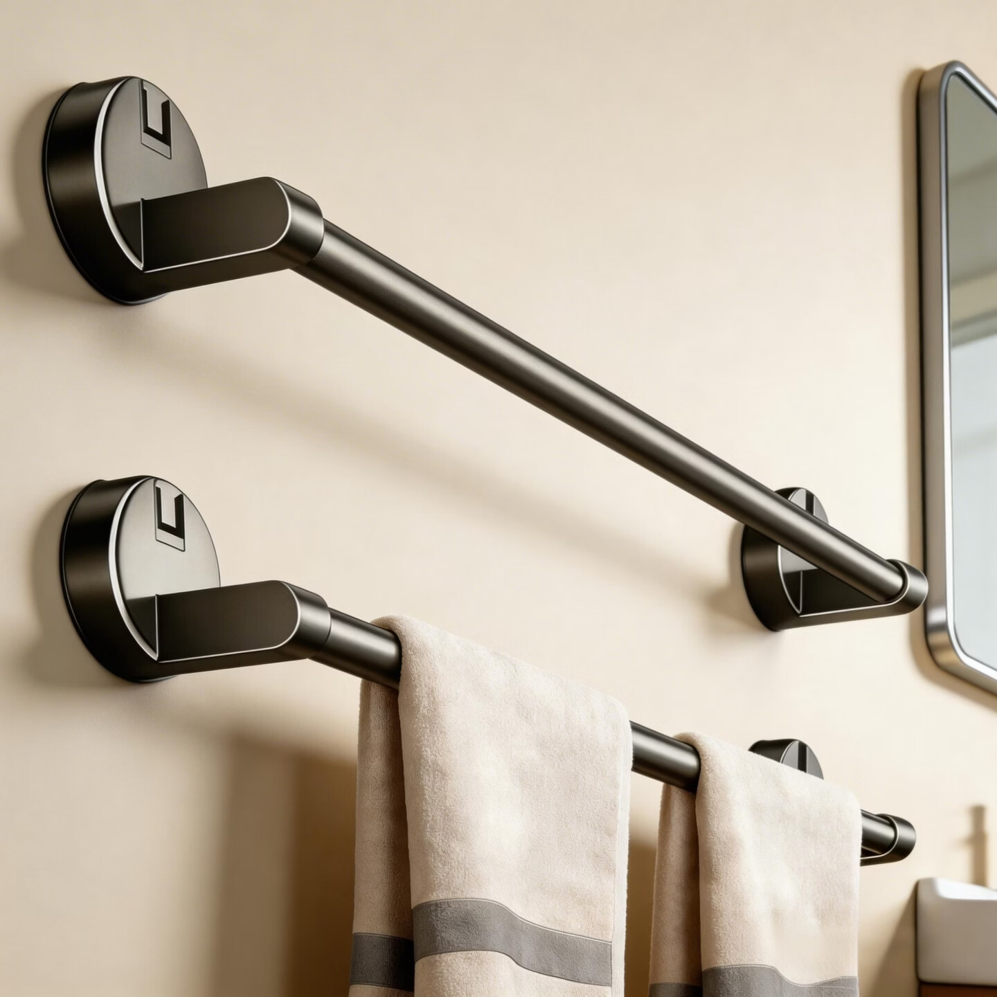 Xinpei Suction Cup Towel Rack Bathroom Storage Shelf No-Drill Towel Bar Slipper Rack Single Rod Wall-Mounted Organizer
