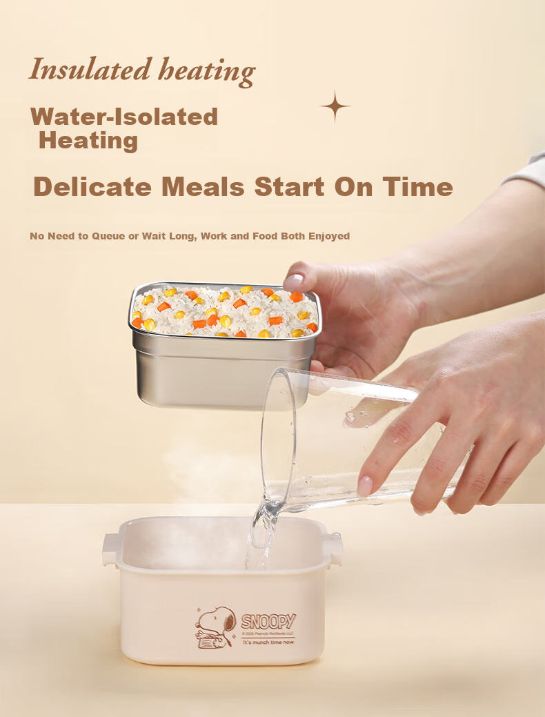 SNOOPY 316L Stainless Steel Lunch Box for Office Workers, Microwaveable, Elementary School Student Bento Box, Insulated 2-Layer Food Container 9