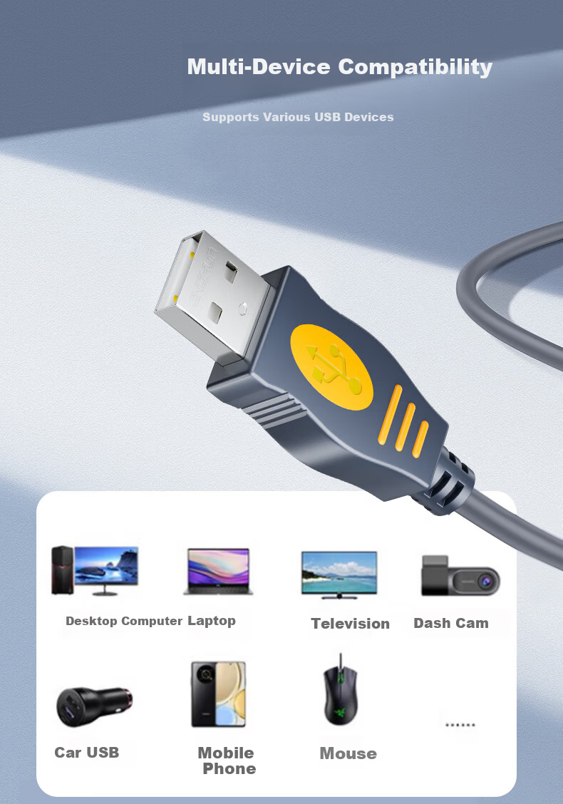 Jinghua USB 2.0 Data Cable Male to Male Dual Head External Hard Drive USB Data Transfer Cable Laptop Cooler Set-Top Box Gray 1.5m U110E 2