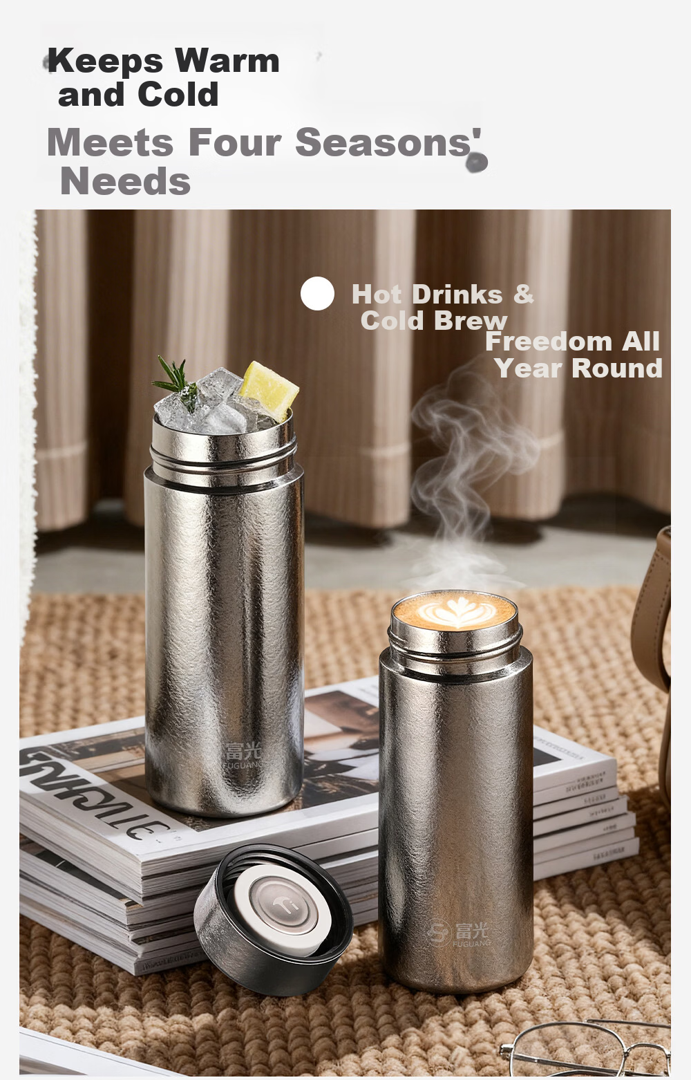 FGA Fugang Pure Titanium Insulated Water Bottle for Men and Women, Stylish Compact Portable High-End Gift Cup 9
