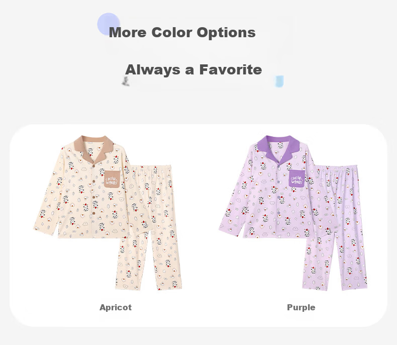 Jiushuibian Cloud Cotton Children's Pajamas Boys and Girls Spring Autumn Class A Long Sleeve Homewear Set Large Kids Cartoon Print Pajamas Pants 10